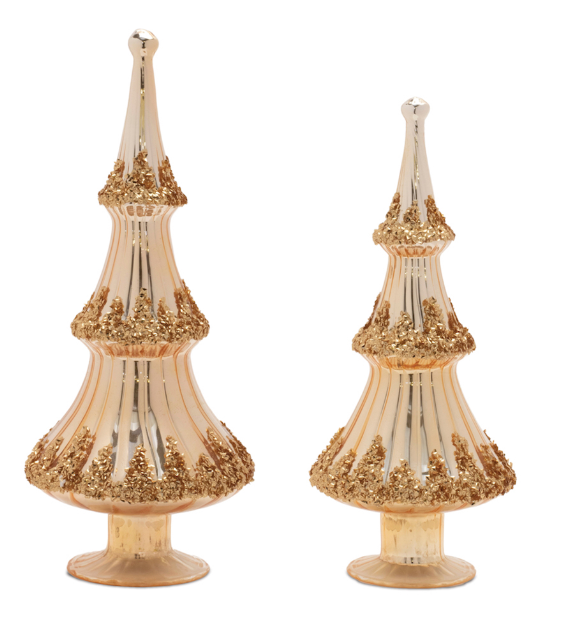 2PC BLOWN GLASS TREE SET